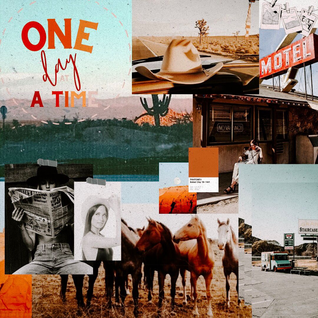 Collage western deserto vintage, 1080x1080 HD, Laptop