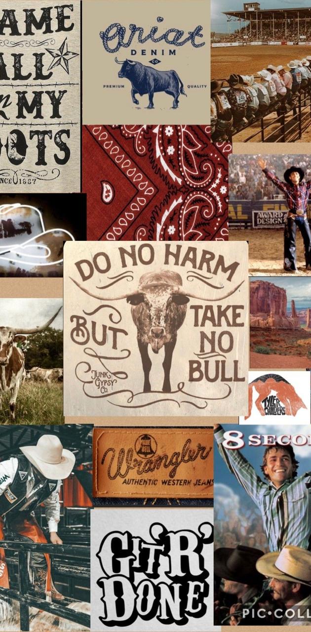 Collage tema western vintage, 630x1280 Verticale, Mobile