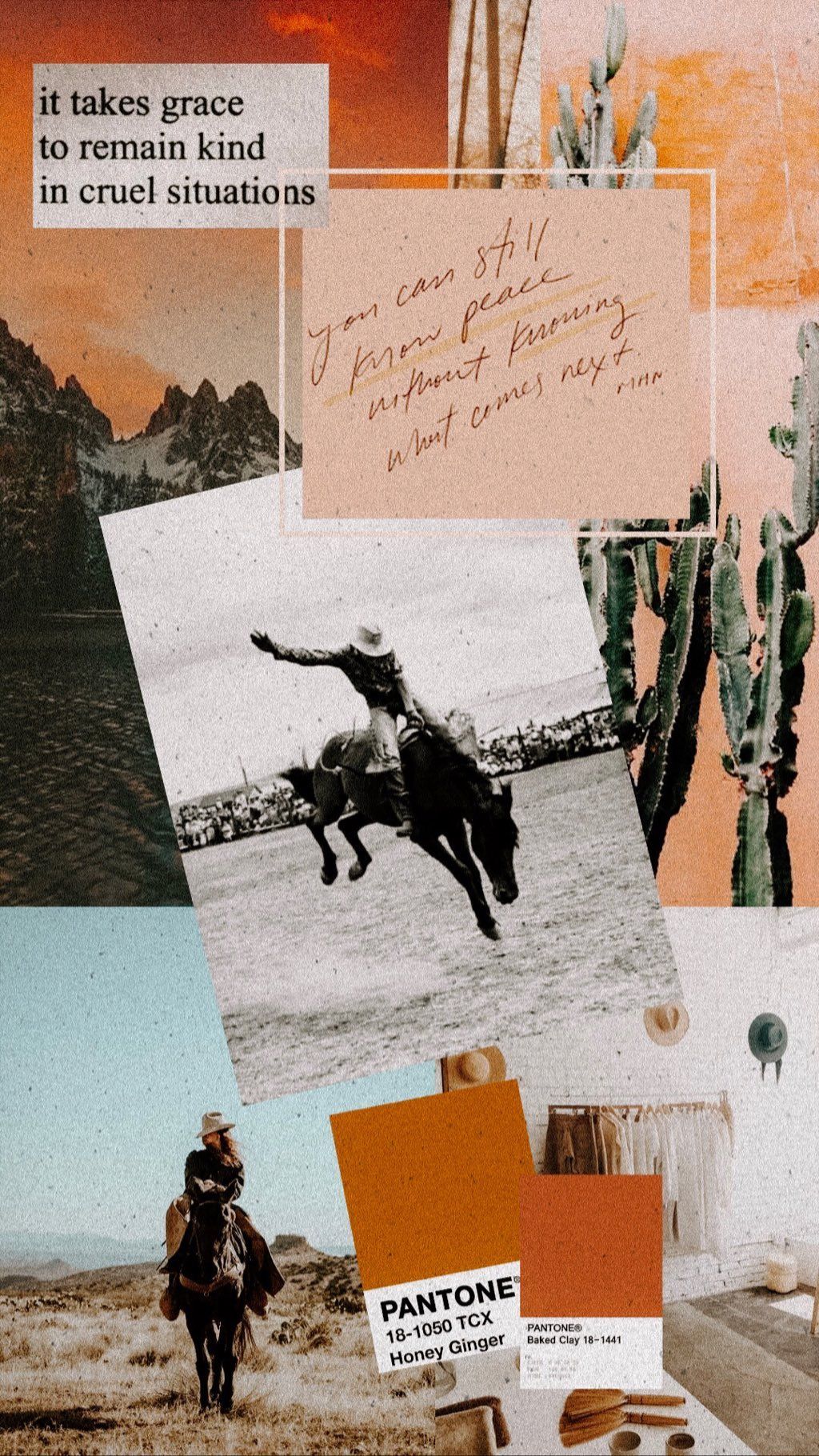 Collage western cowboy cavallo deserto, 1024x1820 Verticale, Telefono