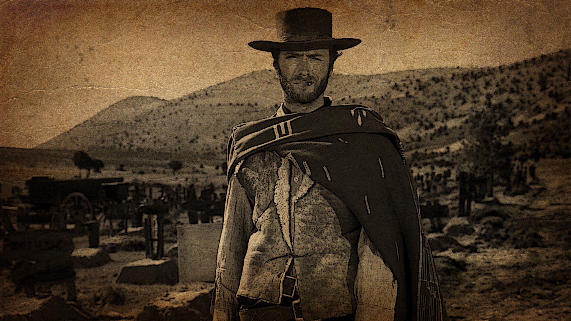 Cowboy con mantello, cimitero, 1920x1080 1080p, Laptop