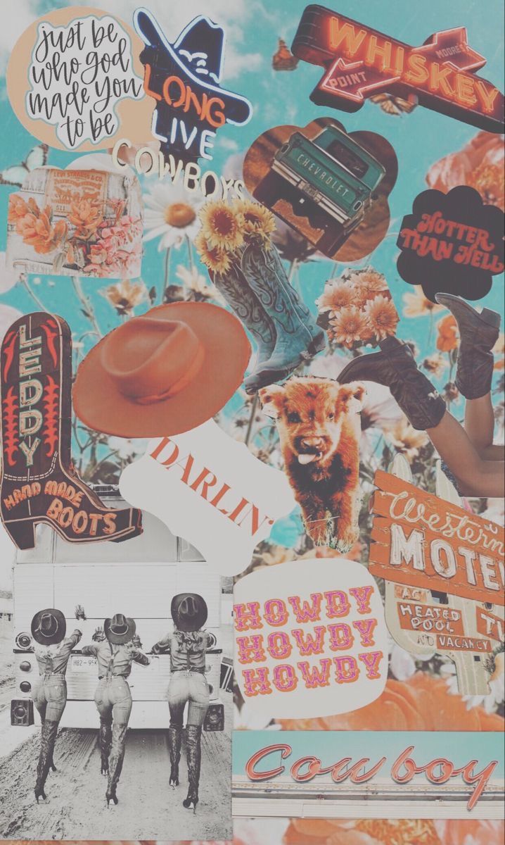 Collage tema western cowboy, 718x1200 Verticale, Mobile