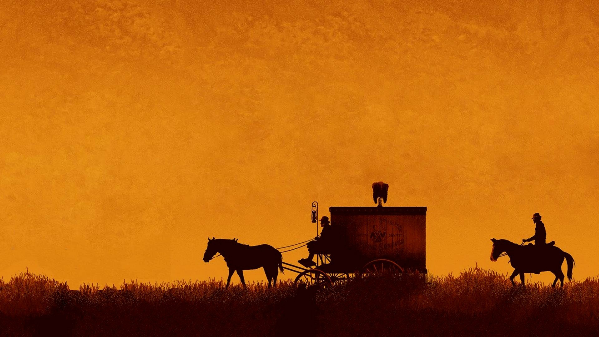 Silhouette carro cavalli deserto western, 1920x1080 Full HD, Desktop