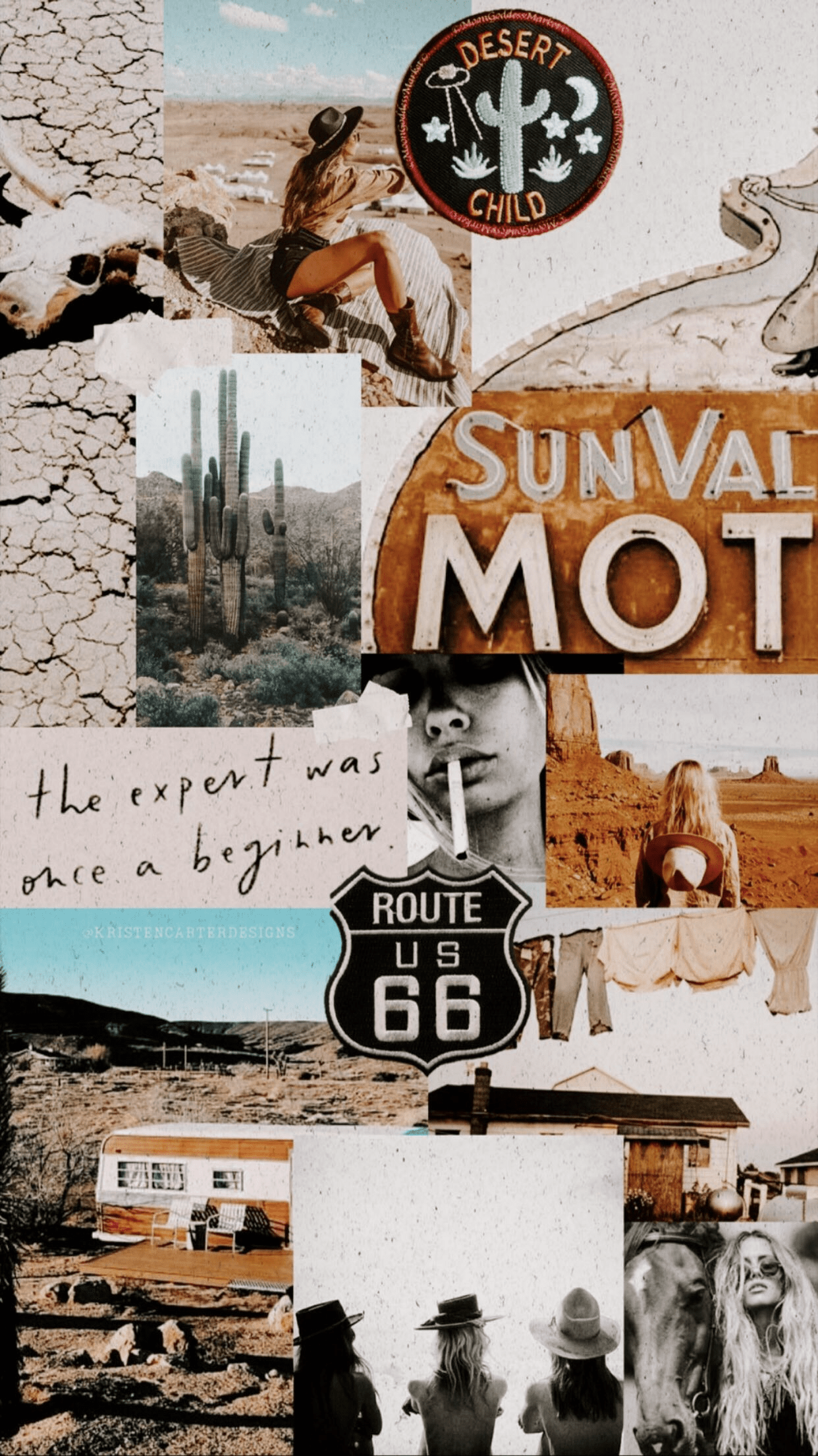 Collage tema western Route 66, 1242x2208 Full HD Verticale, Smartphone