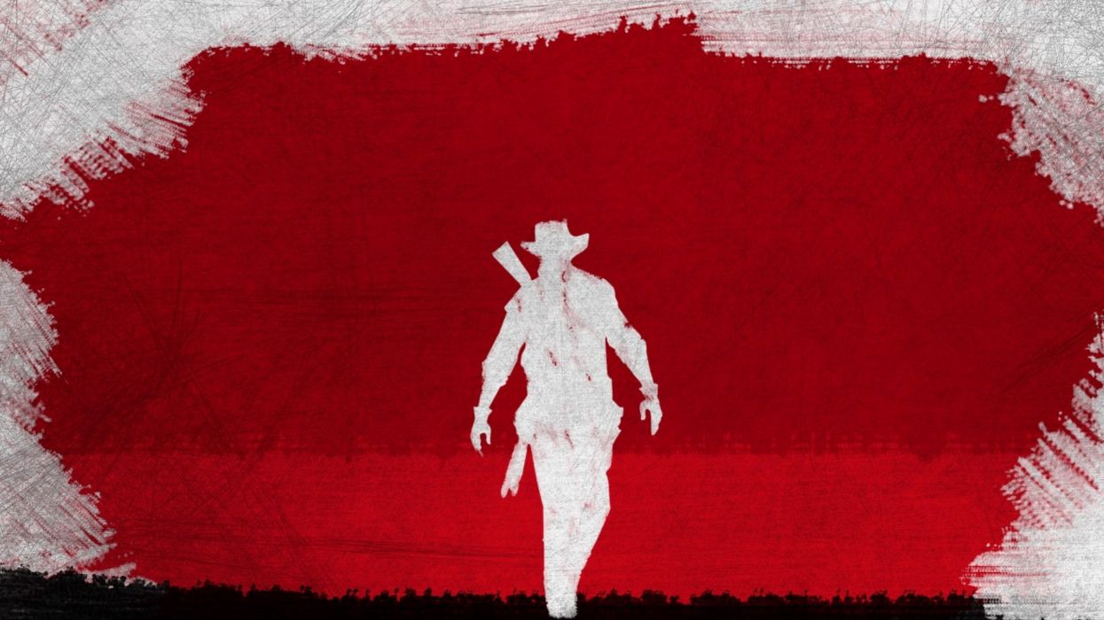 Silhouette cowboy Django rosso, 1245x700 HD, Desktop