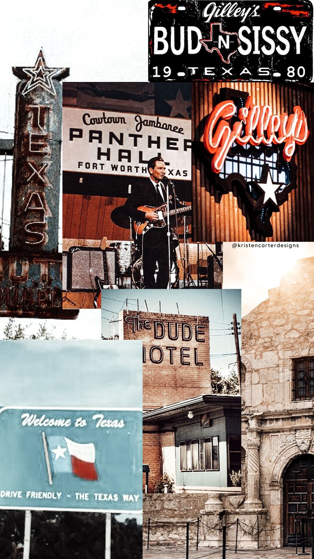 Collage insegne Texas western, 1080x1920 Verticale, Samsung Galaxy