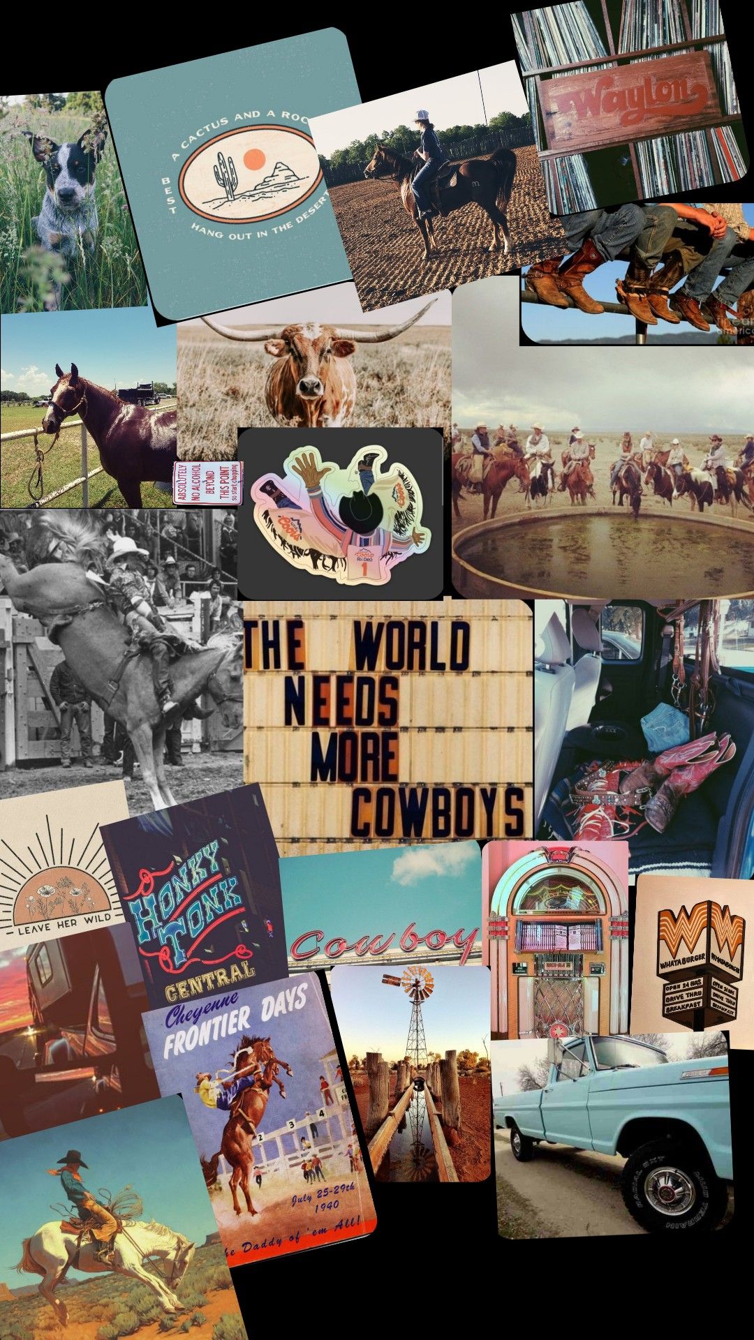 Collage tema western cowboy, 1080x1920 Full HD Verticale, iPhone