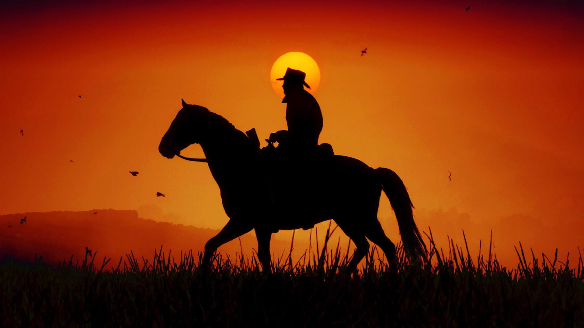 Cowboy a cavallo tramonto, 1920x1080 1080p, Laptop