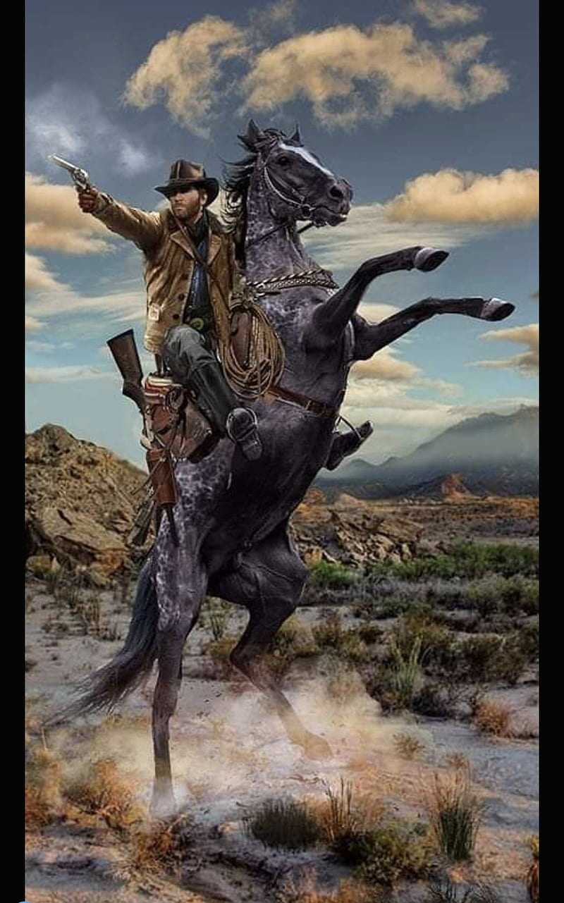 Cowboy a cavallo nel deserto, 800x1281 Verticale, Telefono