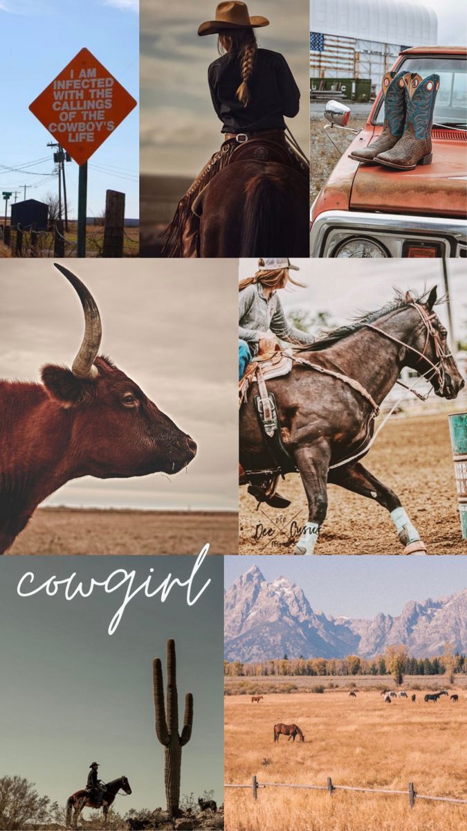 Collage tema cowgirl western, 675x1200 Full HD Verticale, iPhone