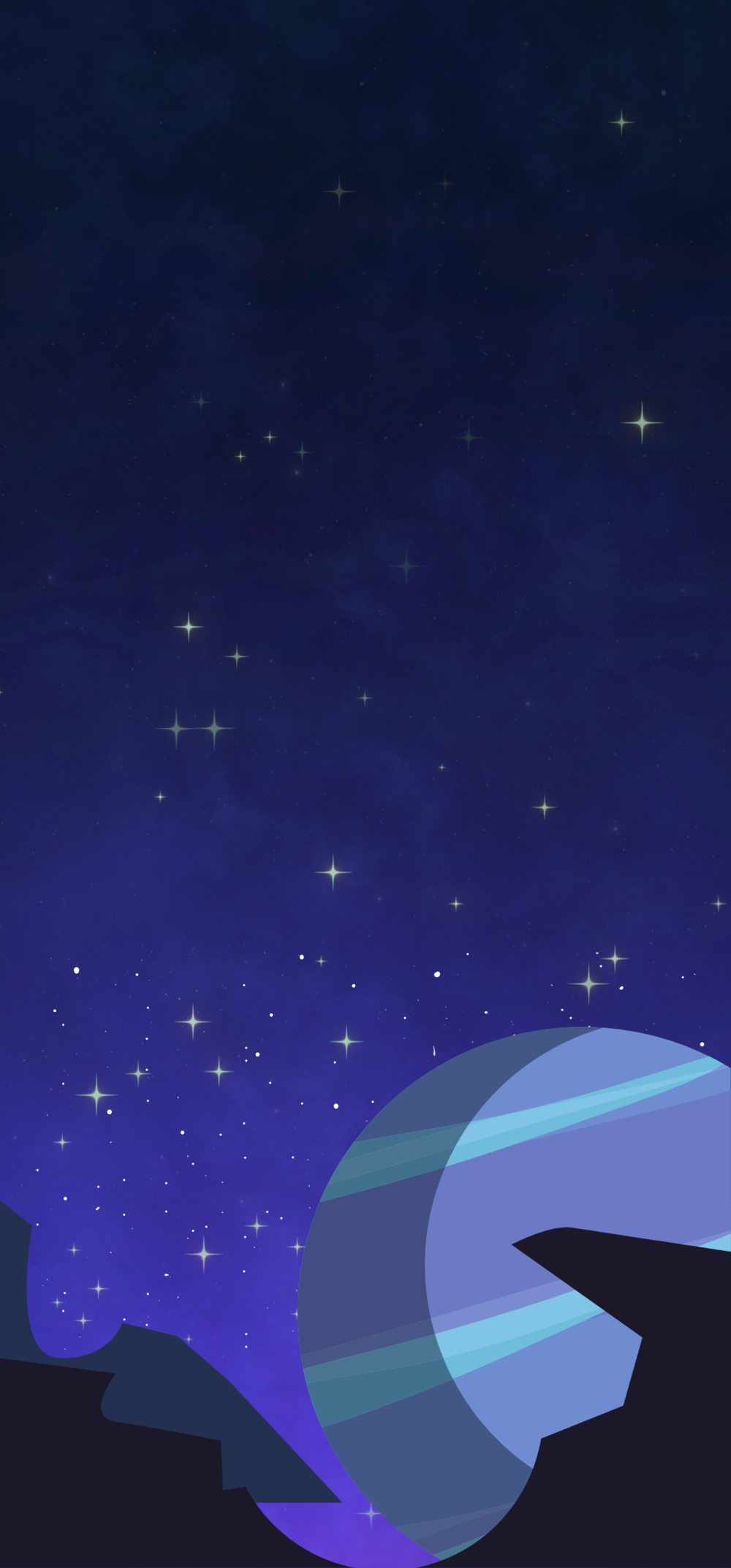 Cielo stellato con pianeta blu, 1000x2146 Verticale, Android
