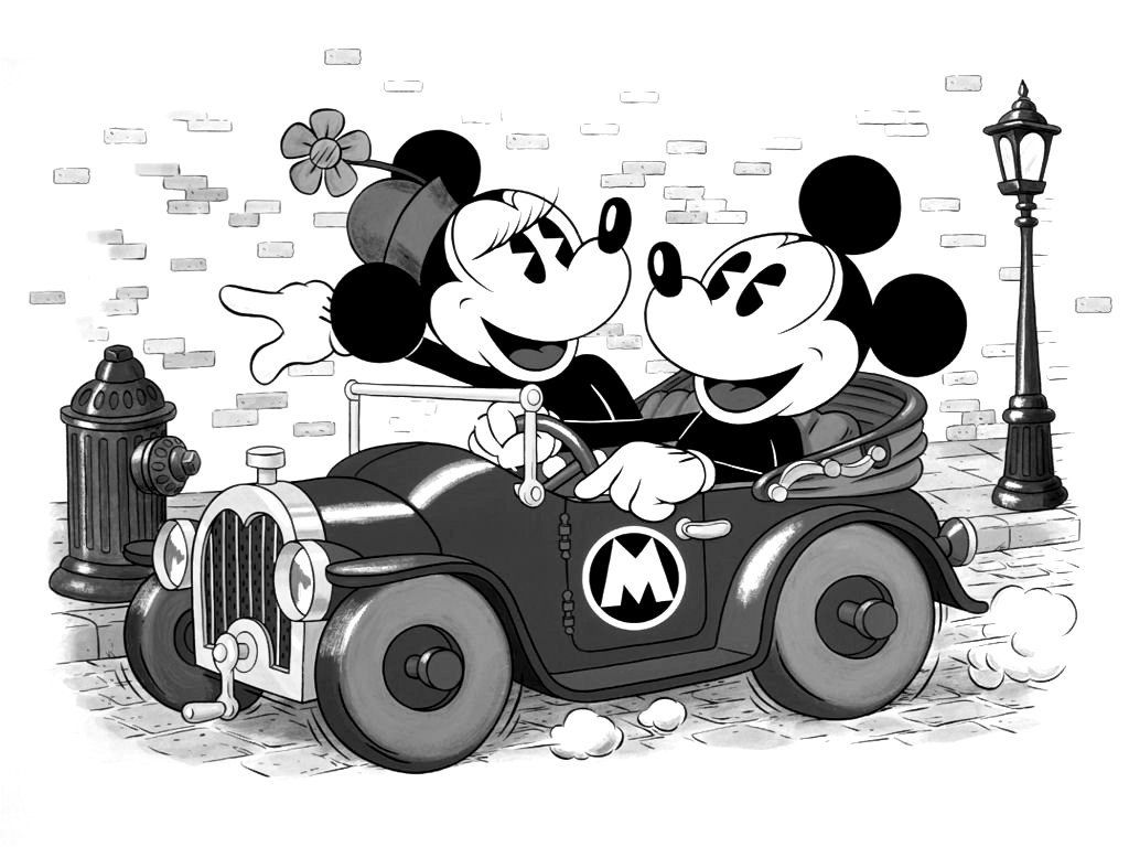 Topolino e Minnie in auto, 1024x768 HD, PC Desktop
