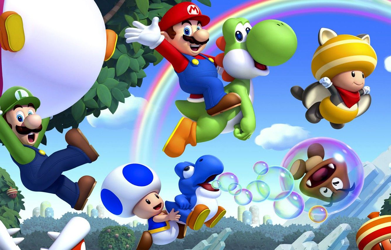 Mario Yoshi Luigi Toad personaggi, Nintendo, 1332x850 HD, Desktop