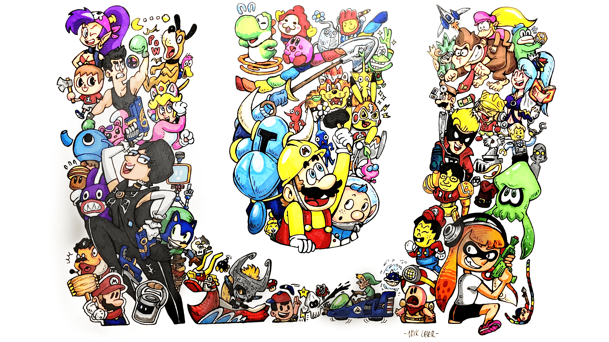 Collage personaggi Nintendo Wii U, 2560x1440 2K QHD, PC