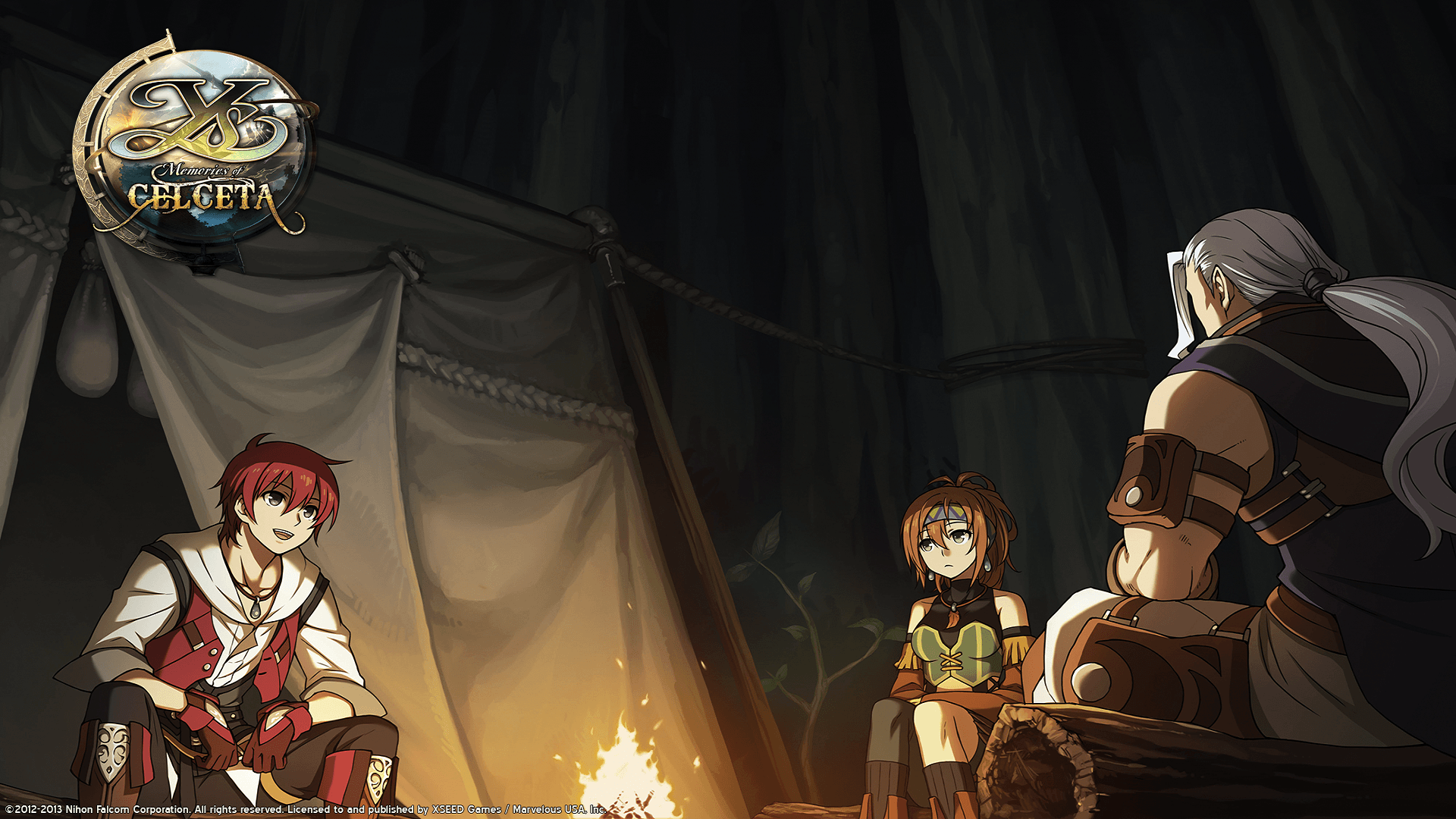 Ys Memories of Celceta personaggi al falò, 1920x1080 1080p, Desktop