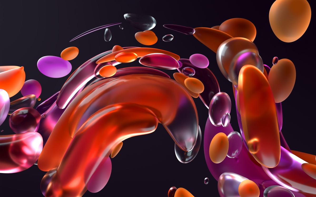 Bolle astratte 3D colorate, 1200x750 HD, Monitor Gaming