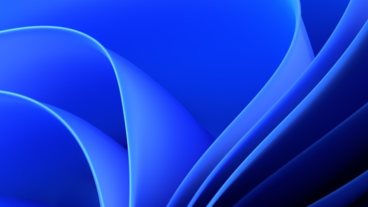 Curve astratte blu Windows 11, sistema operativo Microsoft, 1200x675 HD, PC Desktop