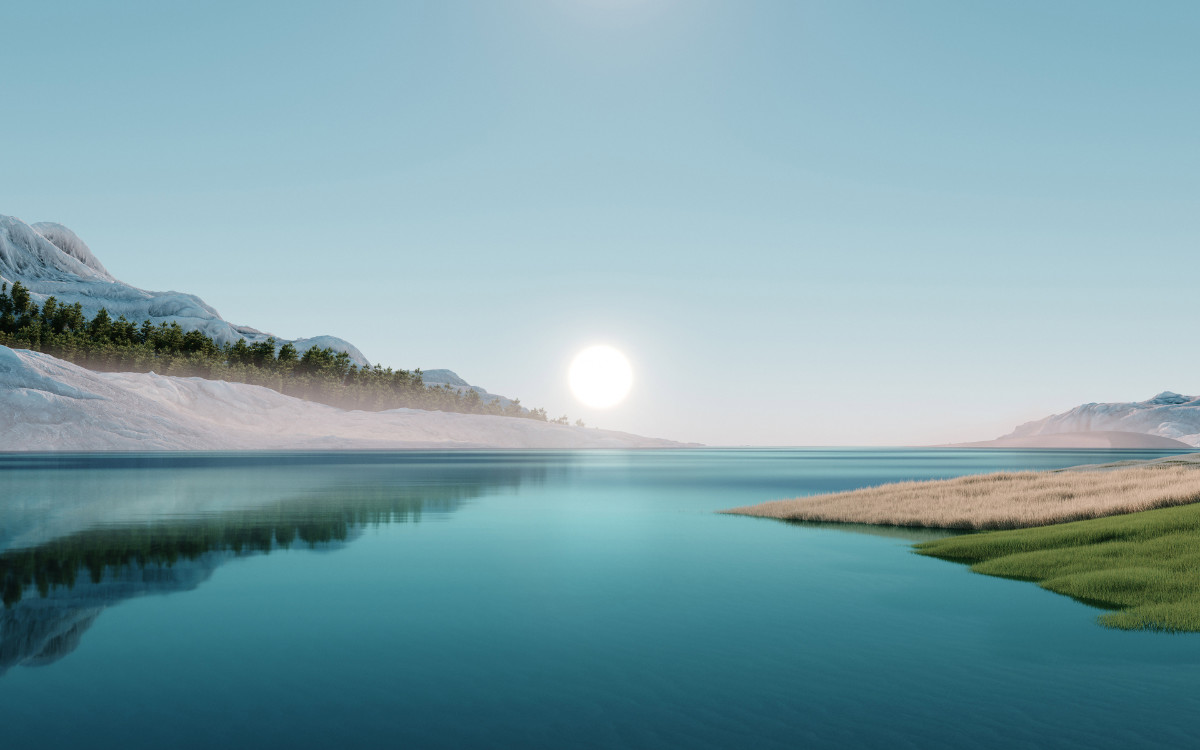 Paesaggio lago montagna sole, 1200x750 HD, PC