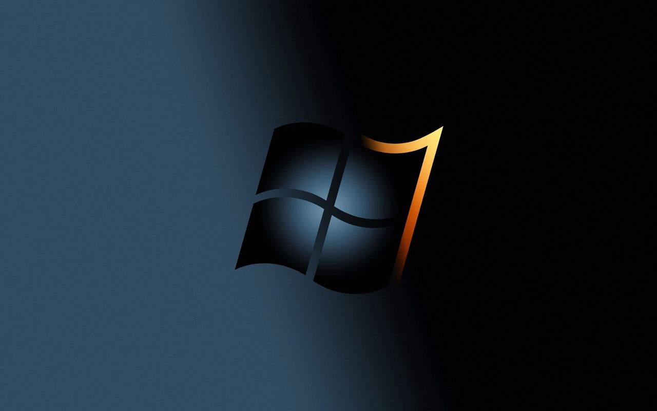 Logo Windows 7 nero, sistema operativo Microsoft, 1280x800 HD, Desktop