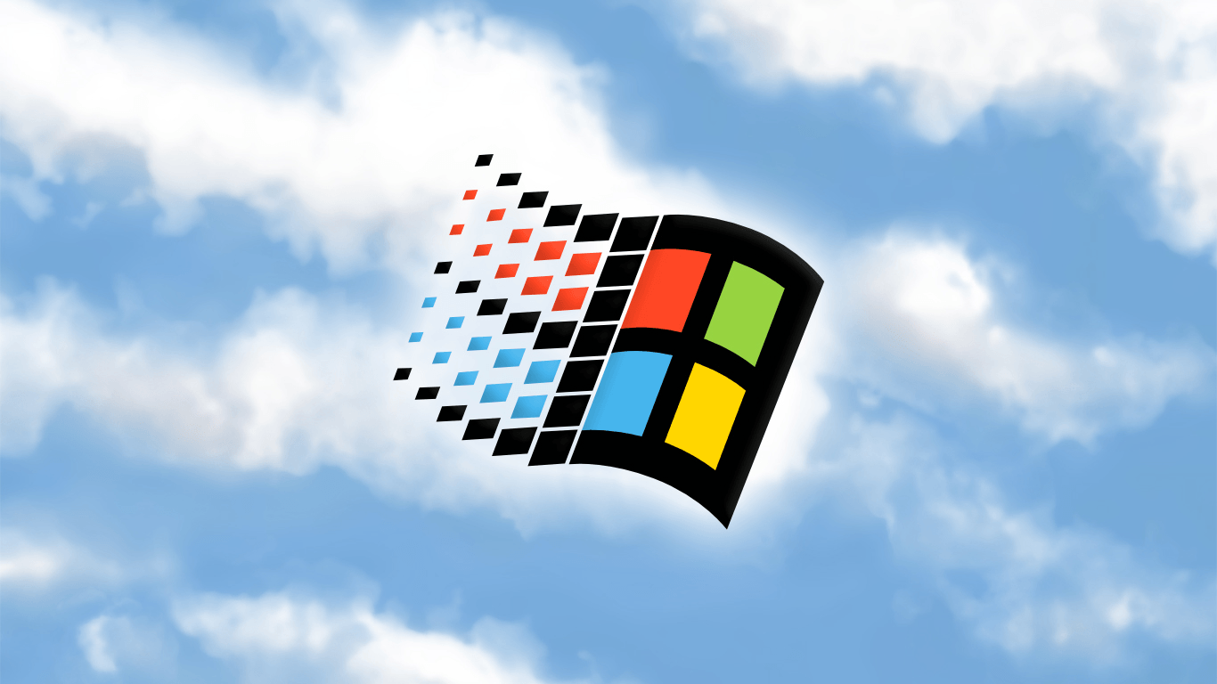 Logo Windows 95 cielo nuvole, 1596x893 720p, PC