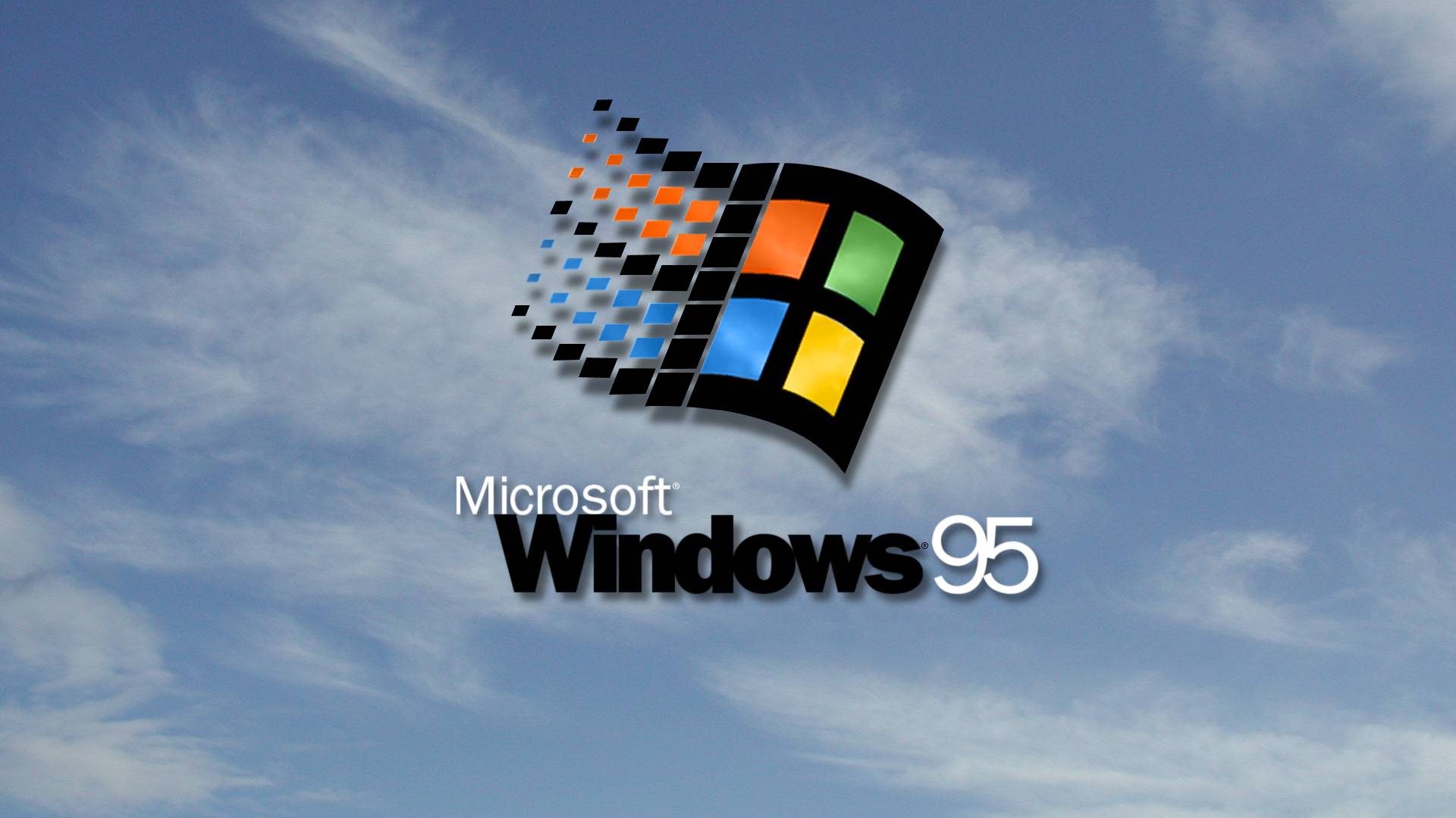 Logo Windows 95 su nero, 1920x1200 Full HD+ WUXGA, PC