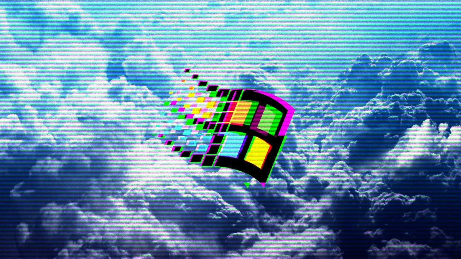 Logo Windows 95 vaporwave palme, sistema operativo Microsoft, 1920x1080 Full HD 1080p, PC Desktop