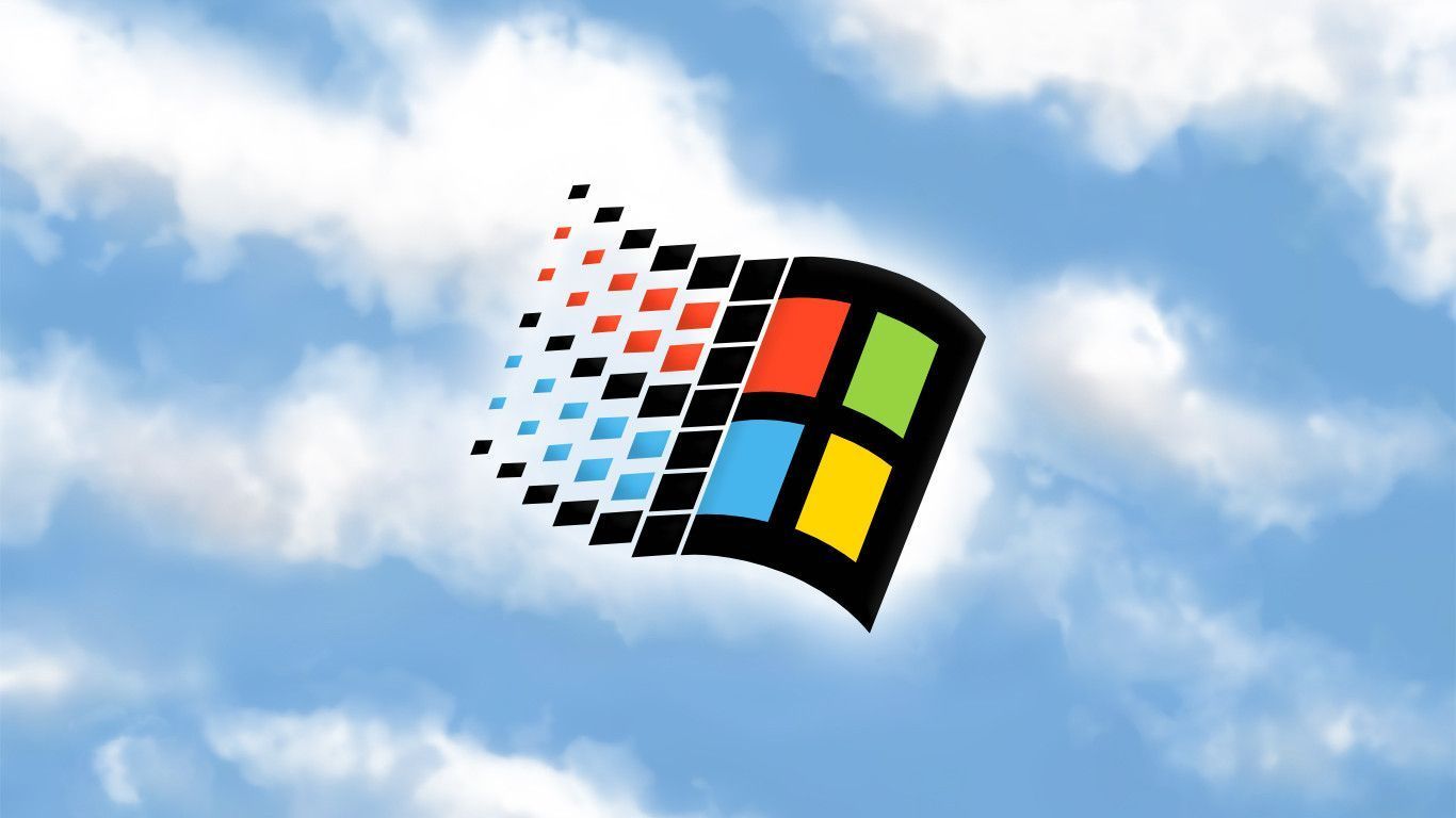 Logo Windows 98 nuvole cielo, sistema operativo Microsoft, 1366x768 720p, Monitor Gaming