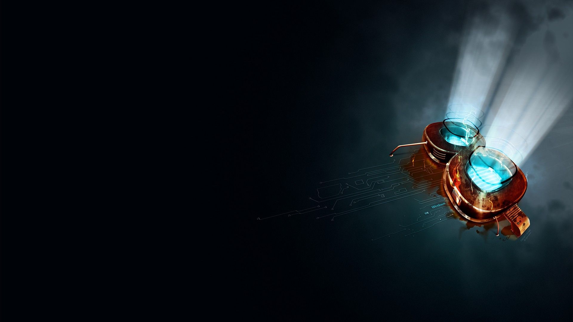 Occhiali steampunk luce blu, 1920x1080 1080p, Desktop