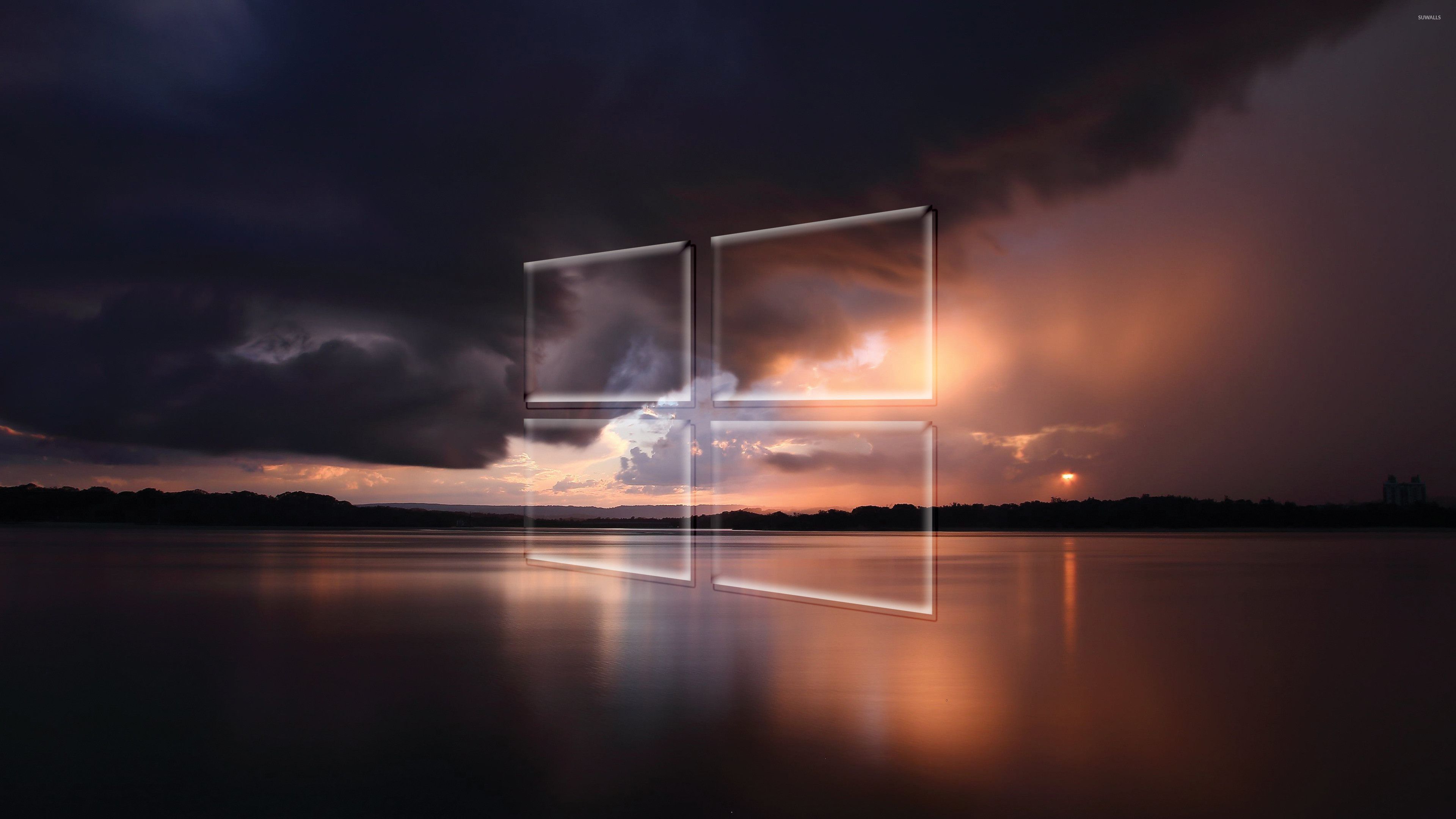Logo Windows tempesta lago, 3840x2160 4K, PC Desktop