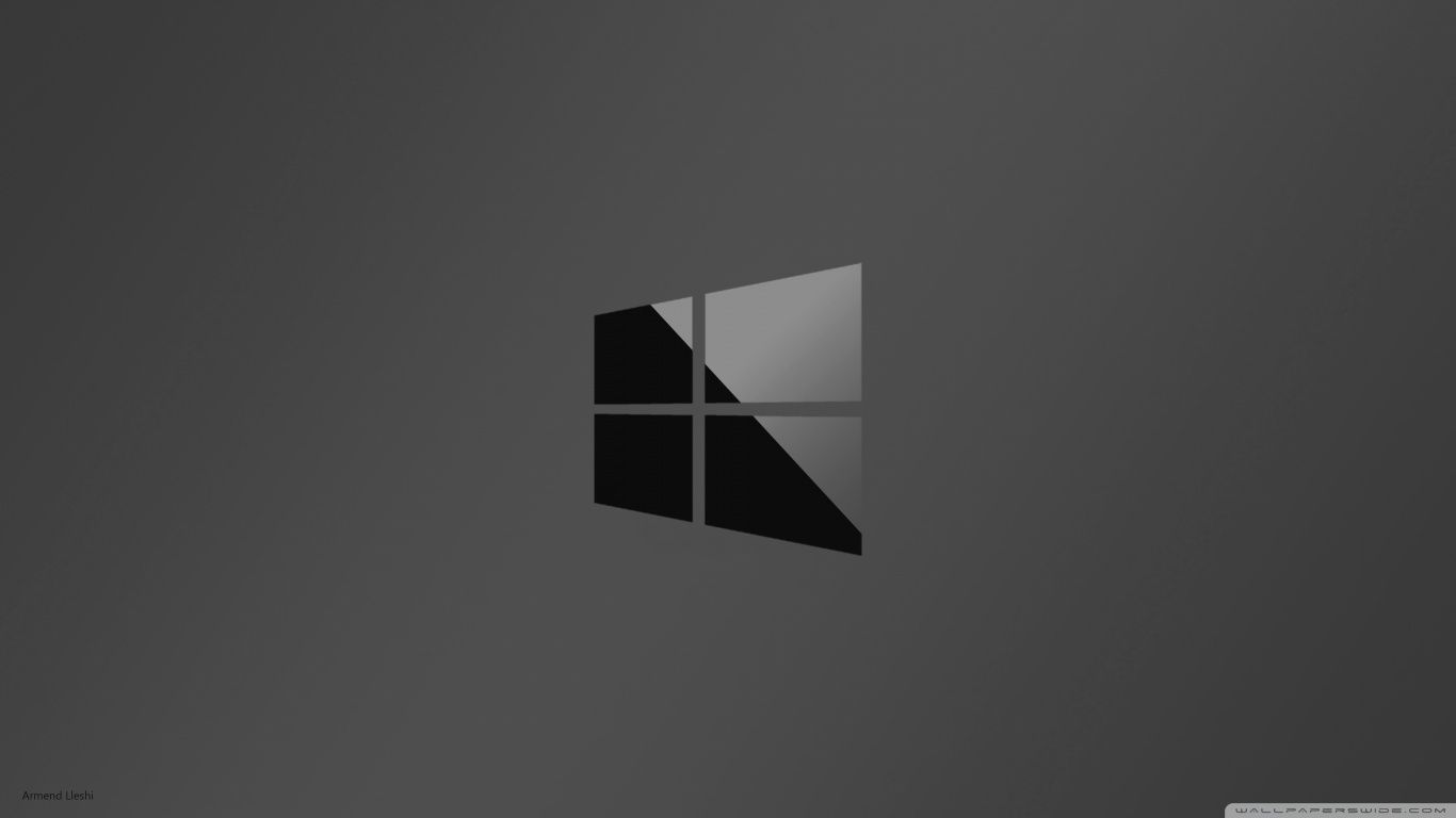 Logo Windows nero grigio, 1366x768 720p, PC