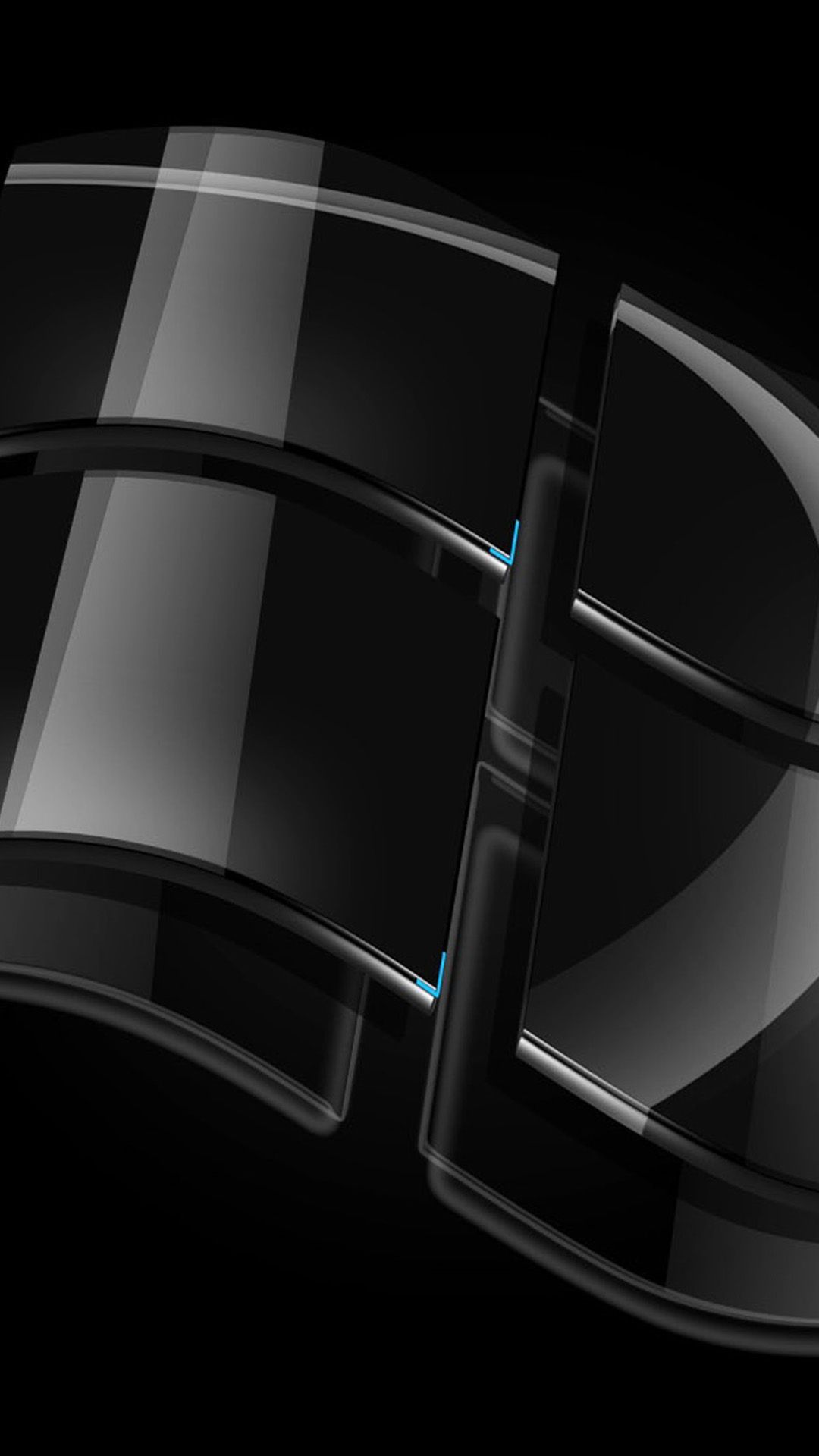 Logo Windows nero tridimensionale, 1080x1920 Verticale, Telefono