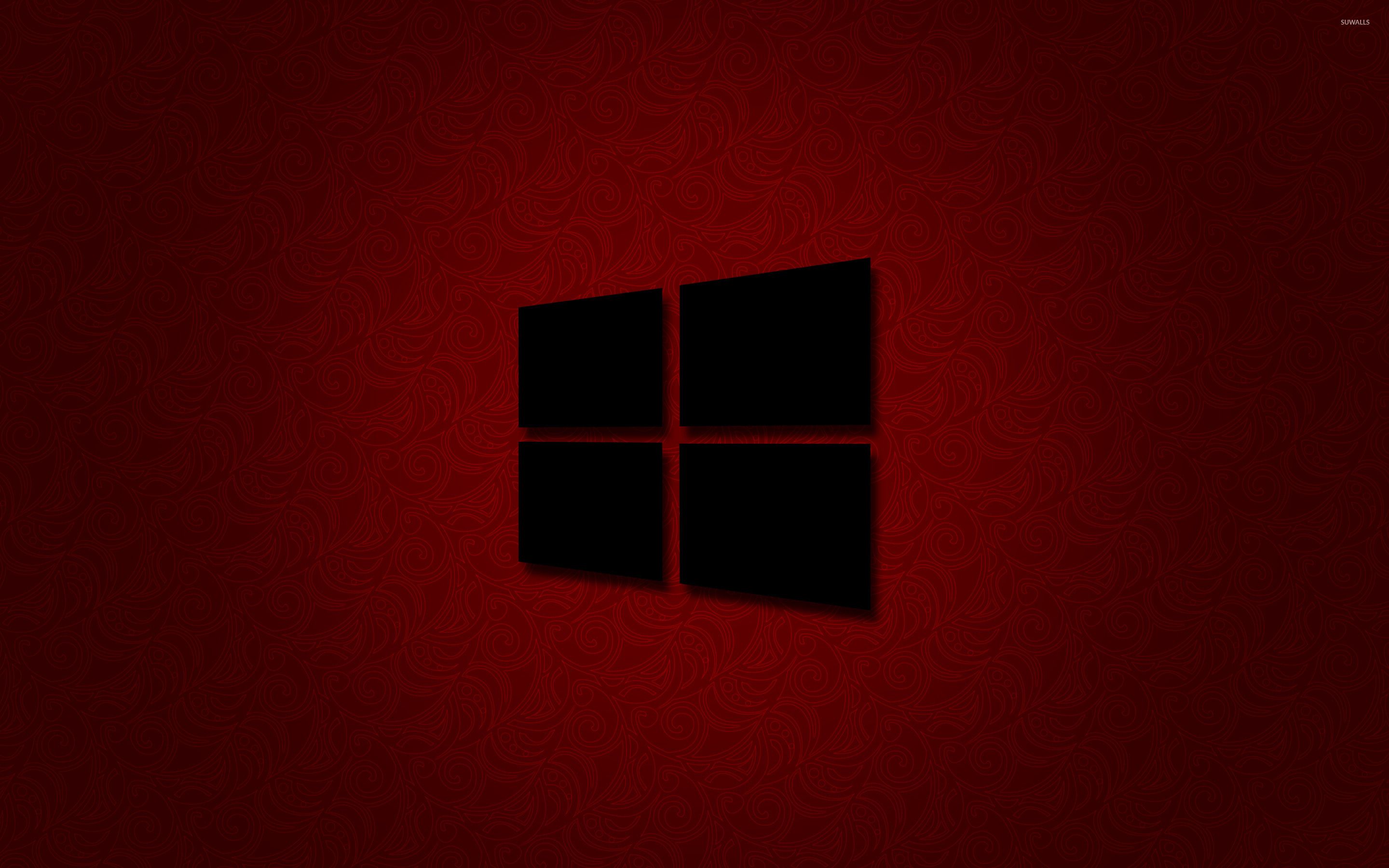 Logo Windows nero su rosso, 2880x1800 2K+, Monitor Gaming
