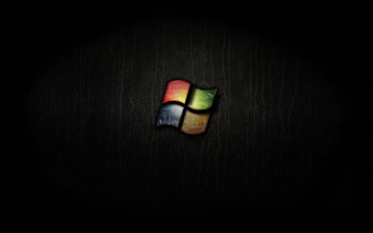 Logo Windows su nero, 1440x900 HD, PC Desktop
