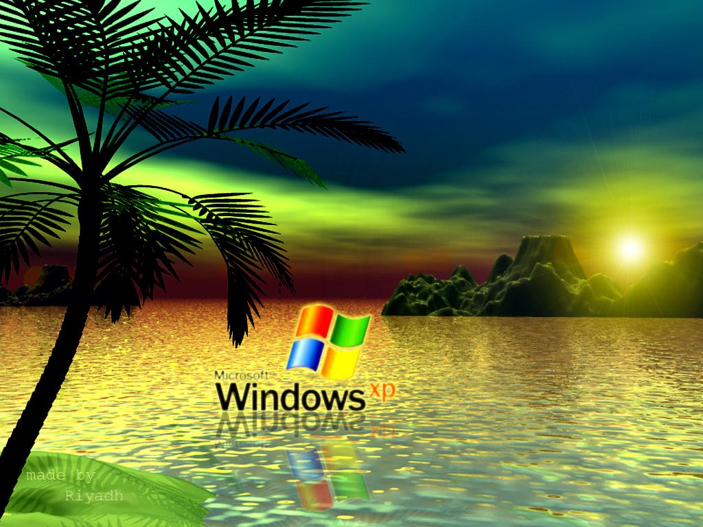 Logo Windows XP tramonto tropicale, 1024x768 HD, PC Desktop