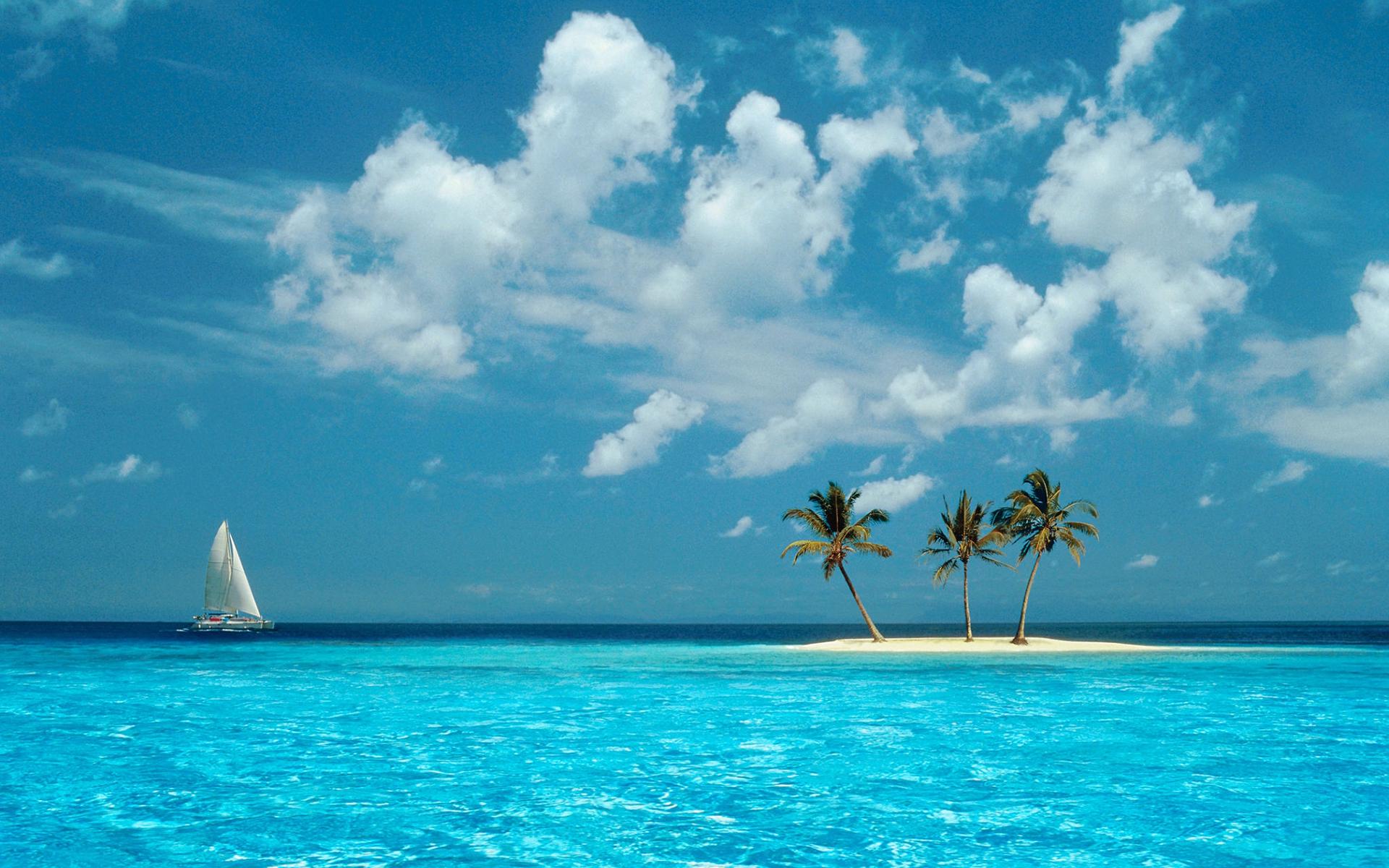 Isola tropicale con veliero, 1920x1200 WUXGA, PC