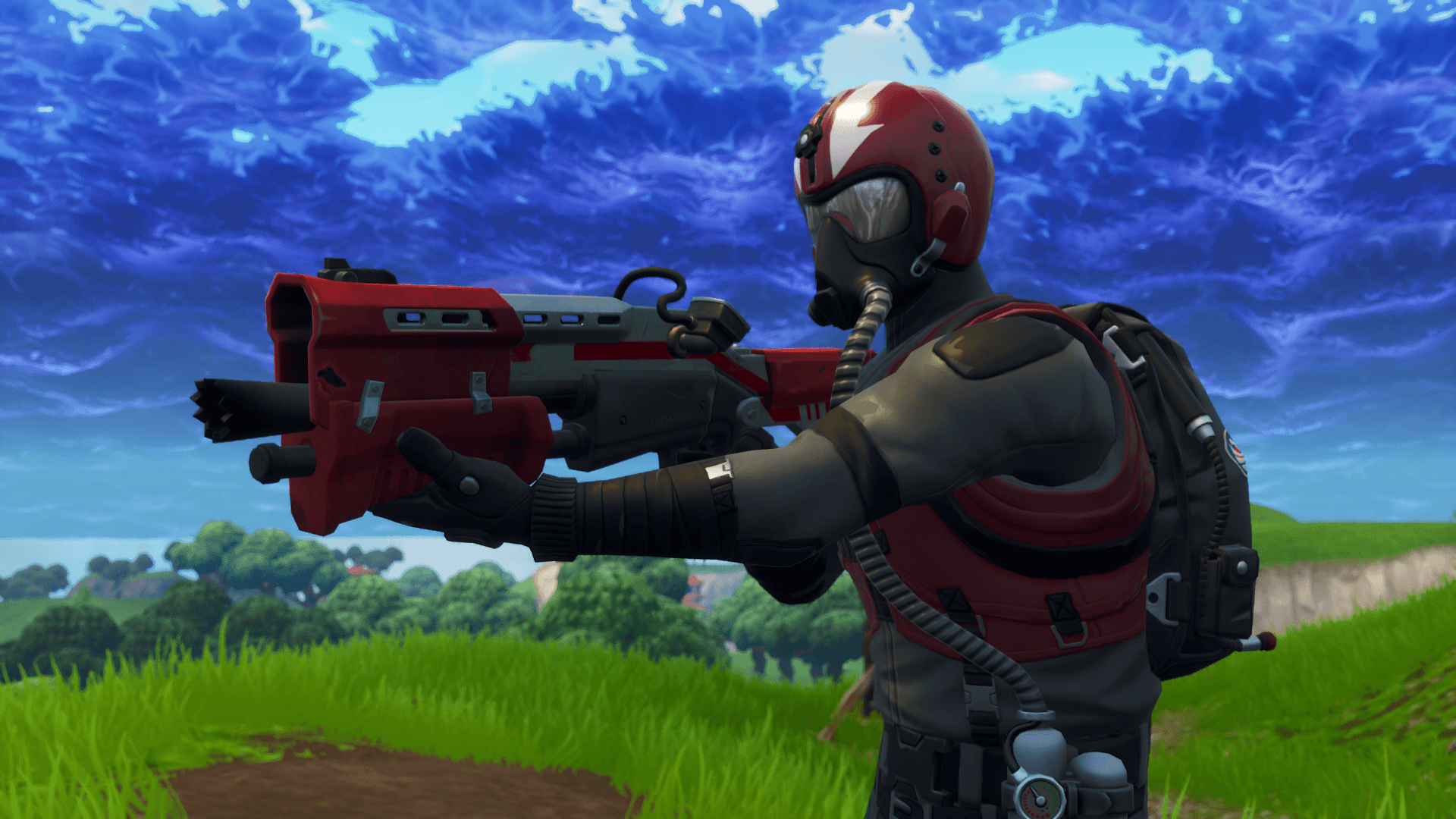Personaggio Wingman Fortnite con arma, Epic Games, 1920x1080 Full HD 1080p, PC