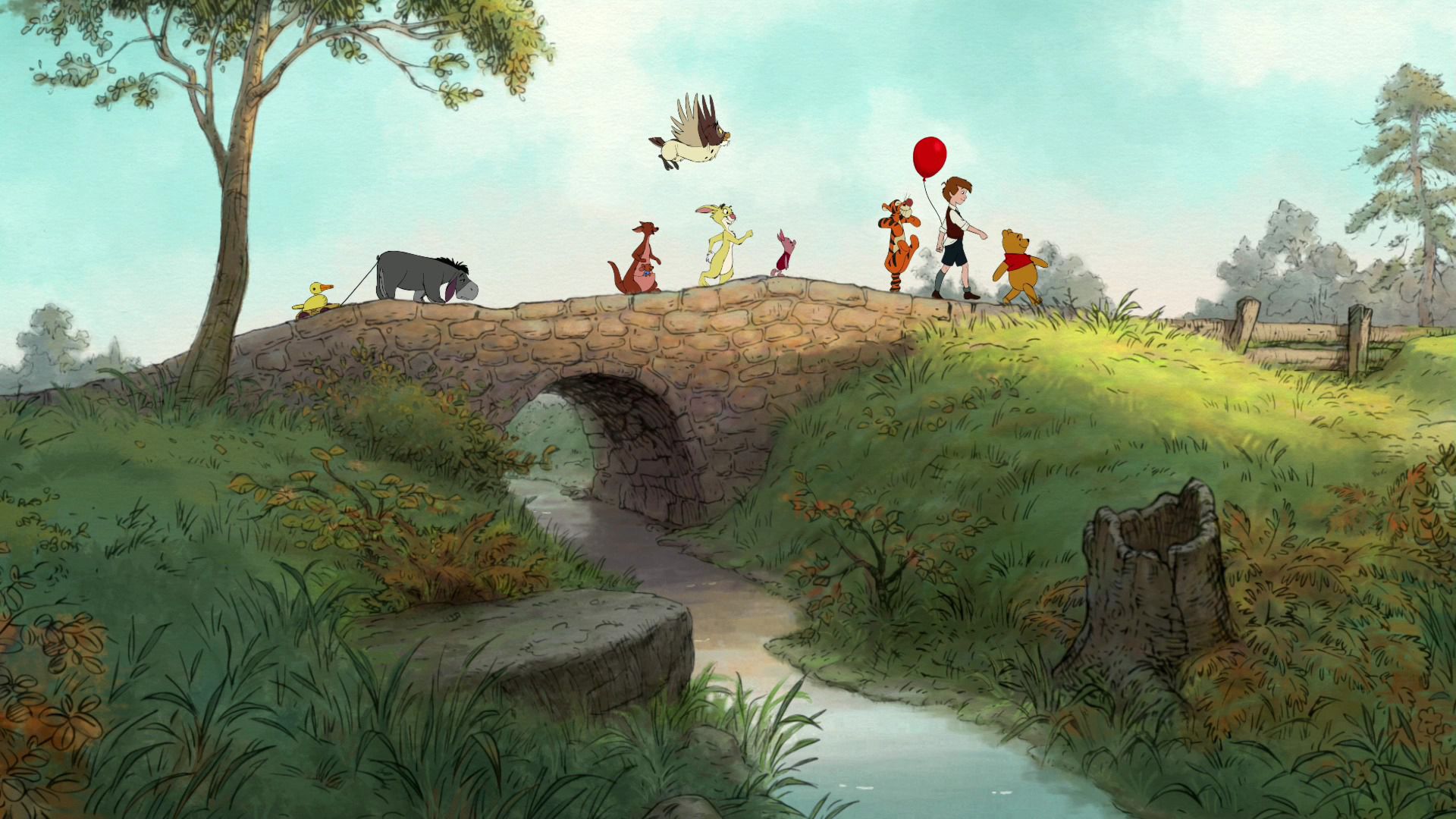 Winnie the Pooh personaggi ponte, 1920x1080 Full HD, PC Desktop