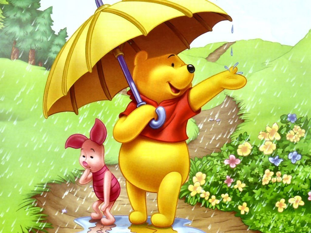 Winnie the Pooh e Pimpi ombrello, 1024x768 HD, Desktop