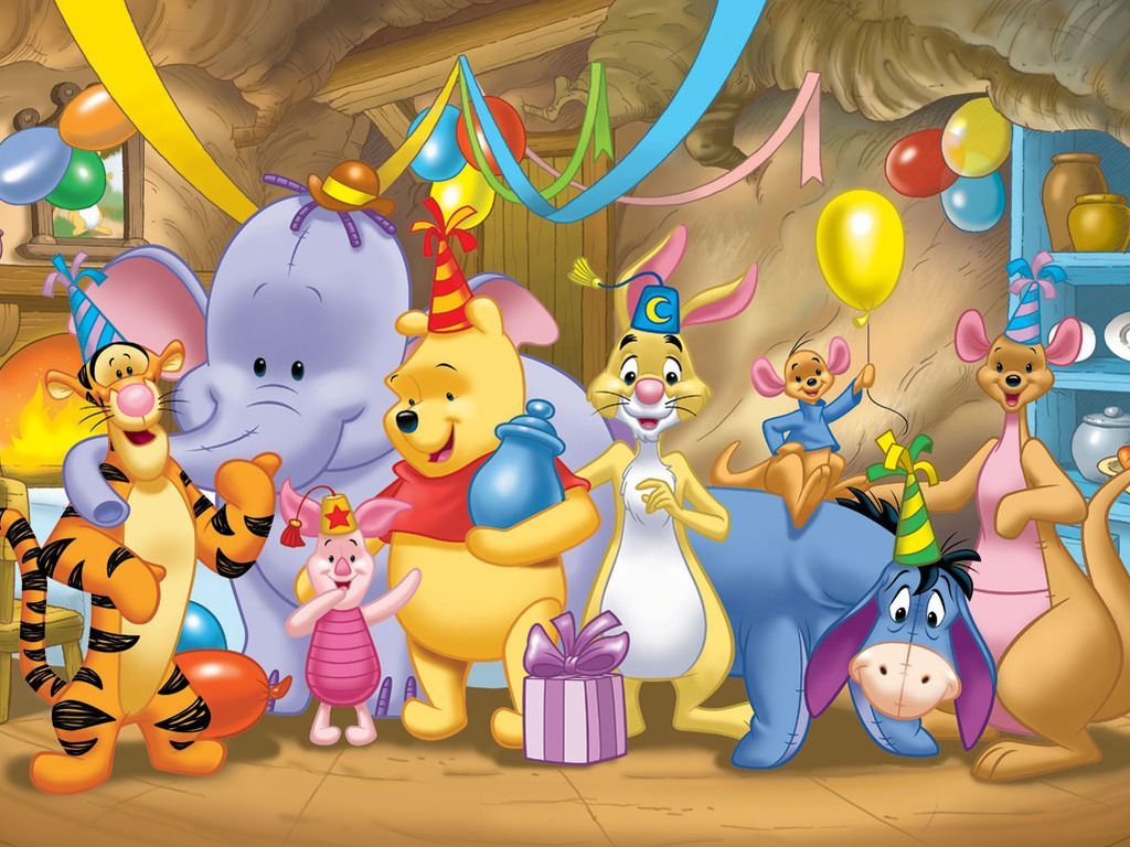 Winnie the Pooh personaggi festa, 1024x768 HD, iMac