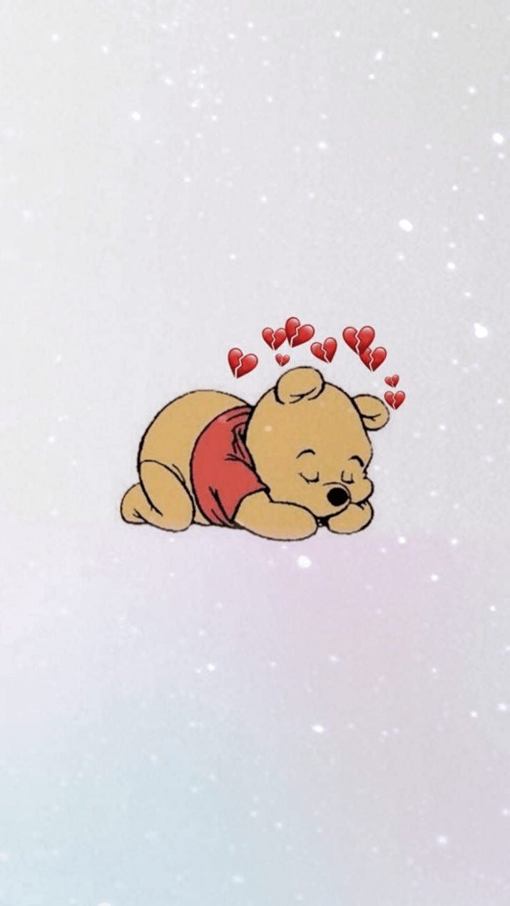 Winnie the Pooh dormiente con cuori, 715x1269 Full HD Verticale, Realme