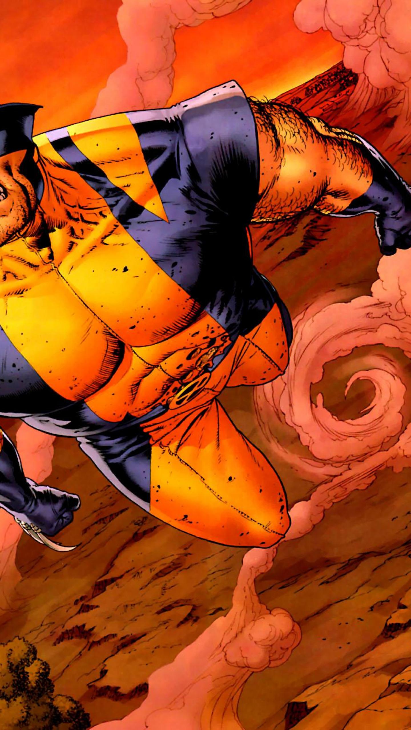 Wolverine tra fumo arancione, 1440x2560 Verticale, Telefono