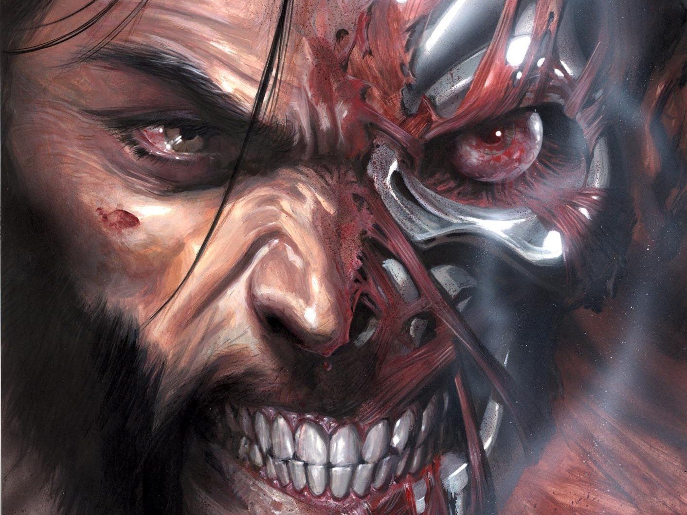 Wolverine viso metallico sanguinante, 1412x1059 720p, Laptop