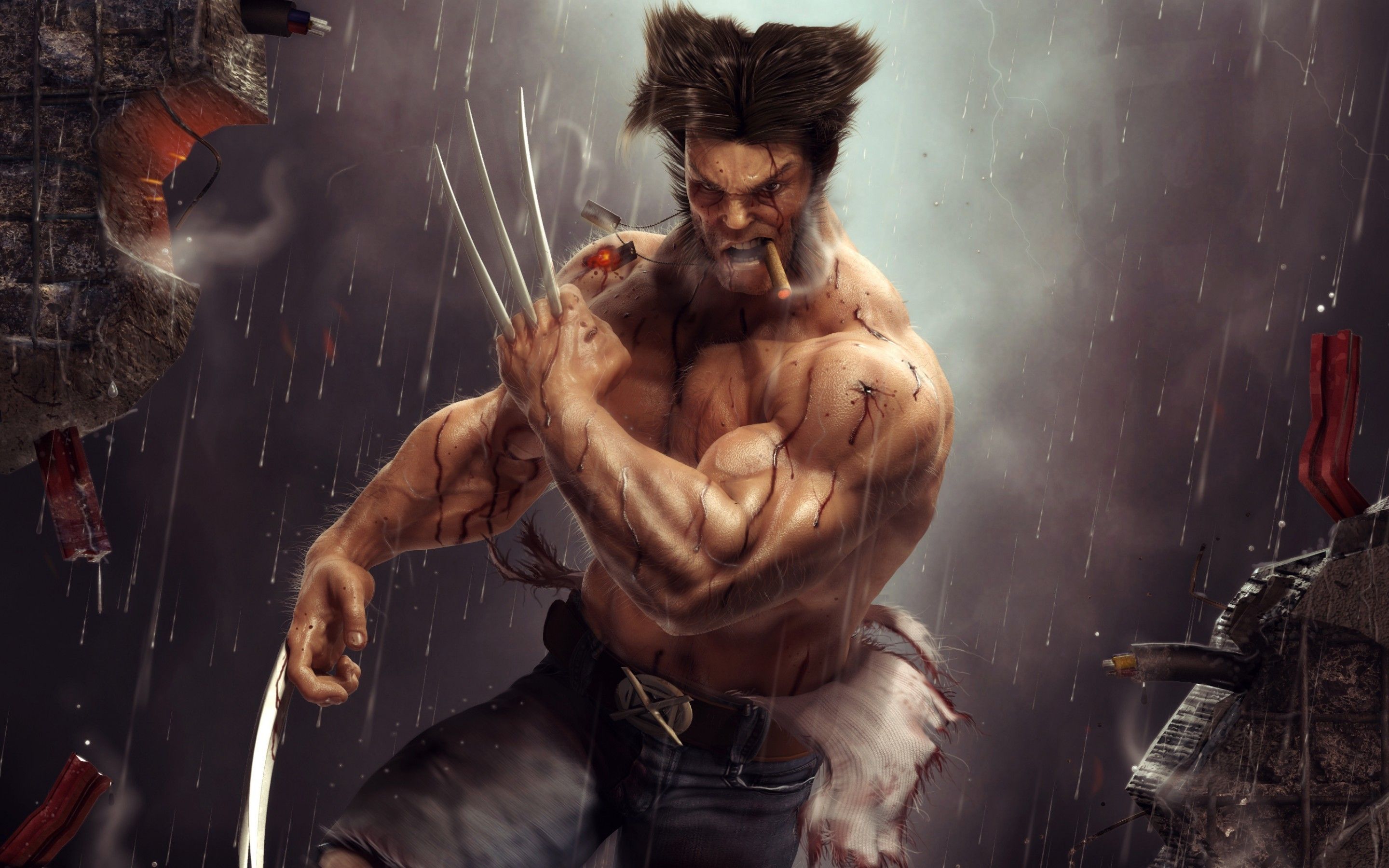 Wolverine artigli sotto pioggia, 2880x1800 2K+, Laptop
