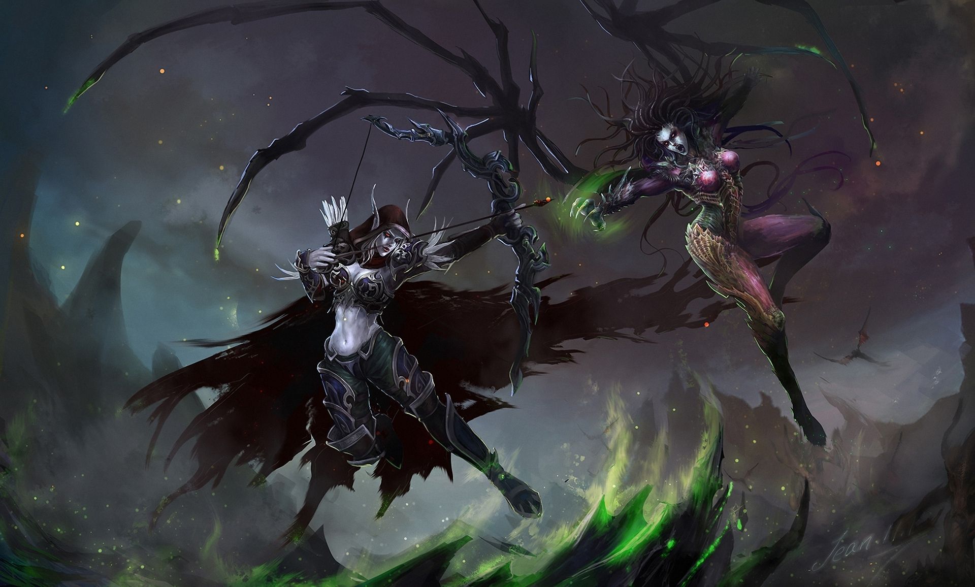 Cavaliere e strega World of Warcraft, 1920x1156 Full HD, Laptop