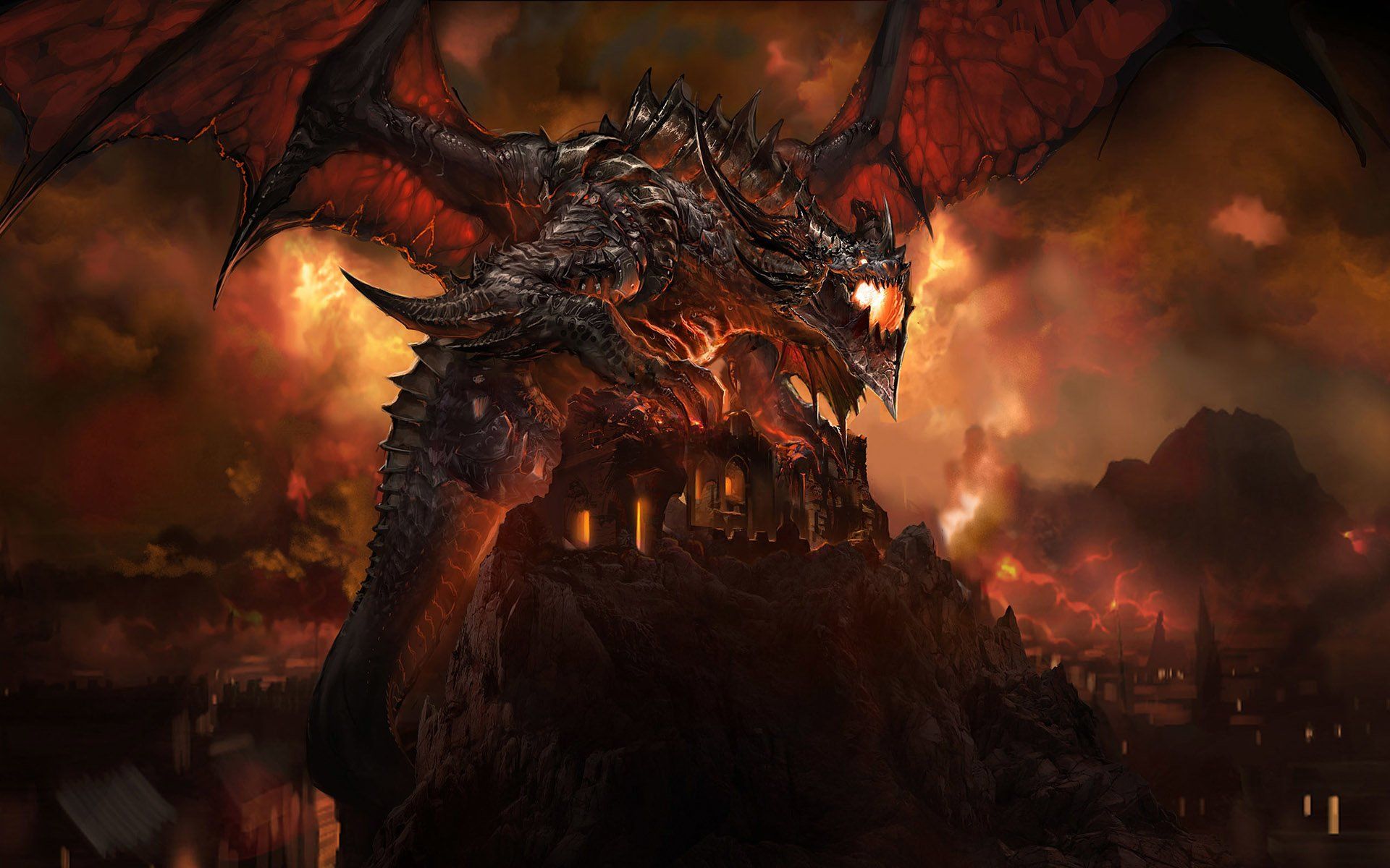 Deathwing drago rosso Warcraft, 1920x1200 Full HD+, Desktop