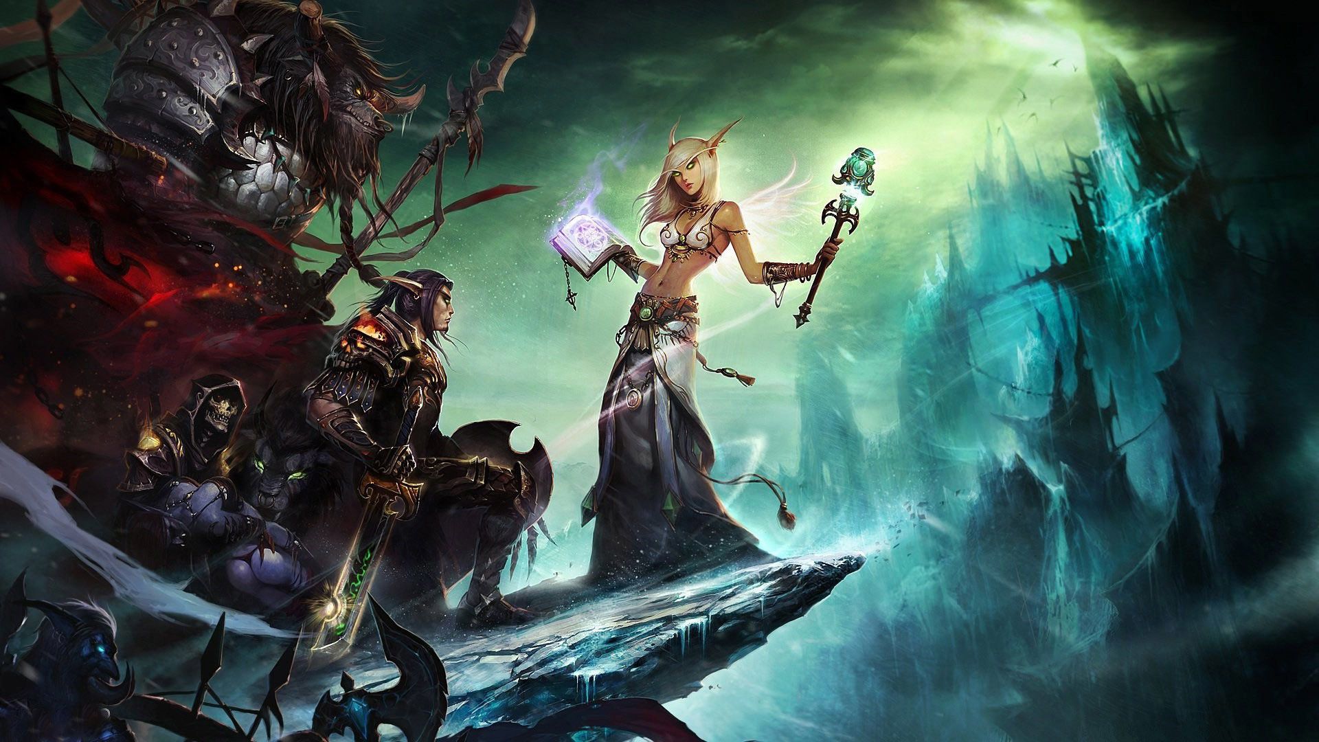 Personaggi Warcraft su scogliera, 1920x1080 Full HD 1080p, PC