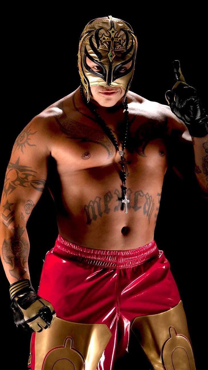Rey Mysterio maschera oro nero, 728x1294 Full HD Verticale, Smartphone