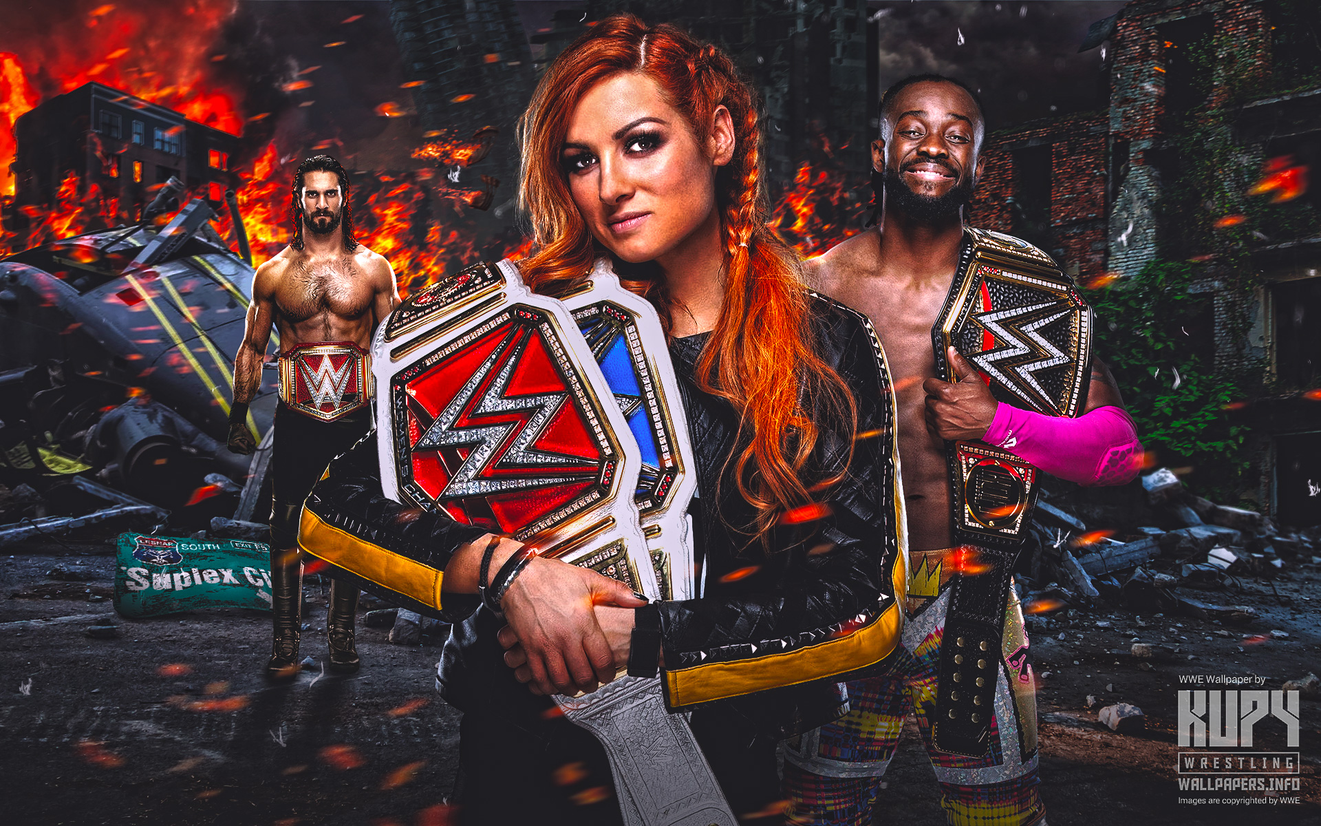 Lottatori WWE con cinture titolo, 1920x1200 Full HD+ WUXGA, Desktop