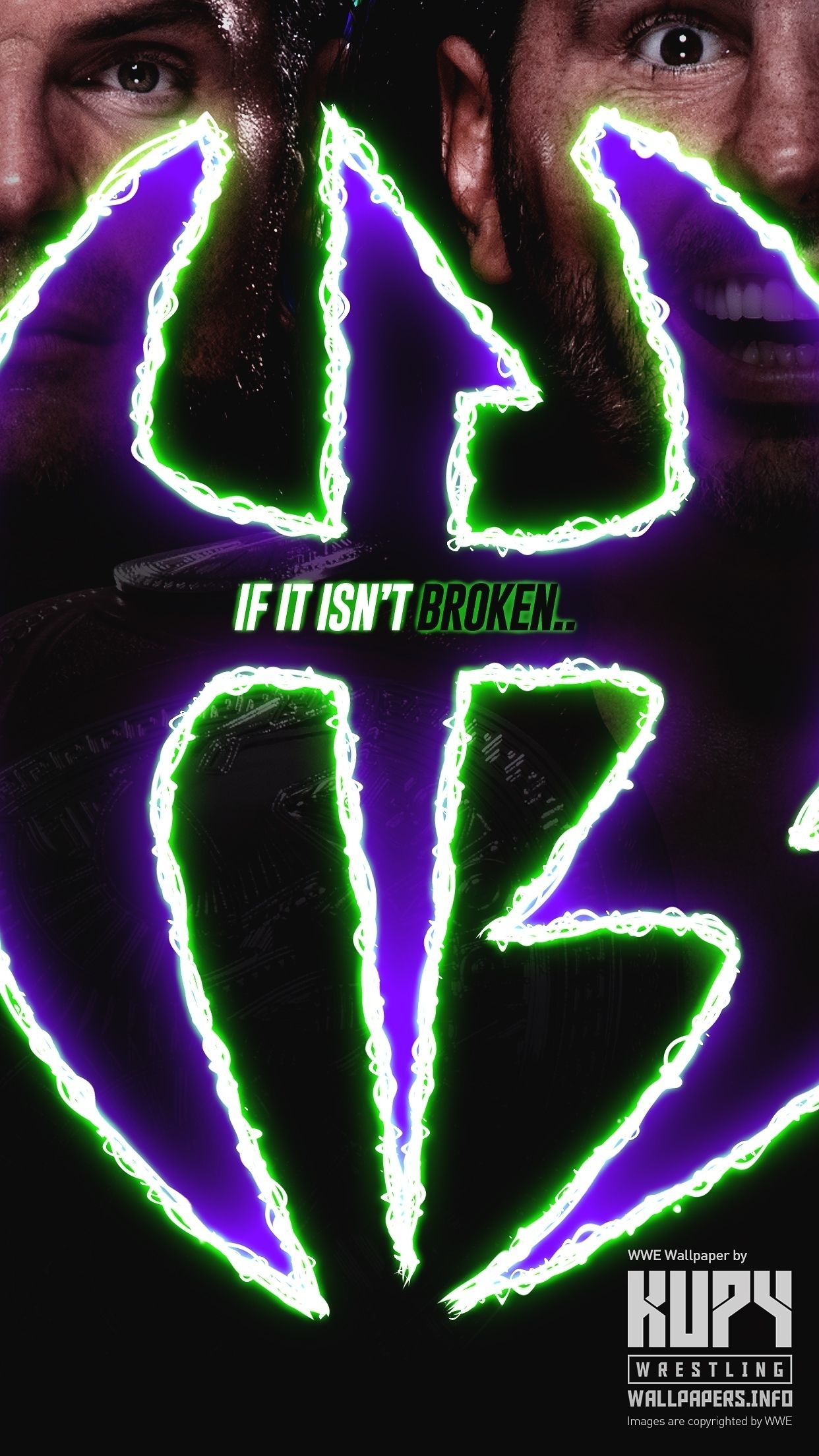 Logo WWE Broken viola verde, 1242x2208 Verticale, Telefono