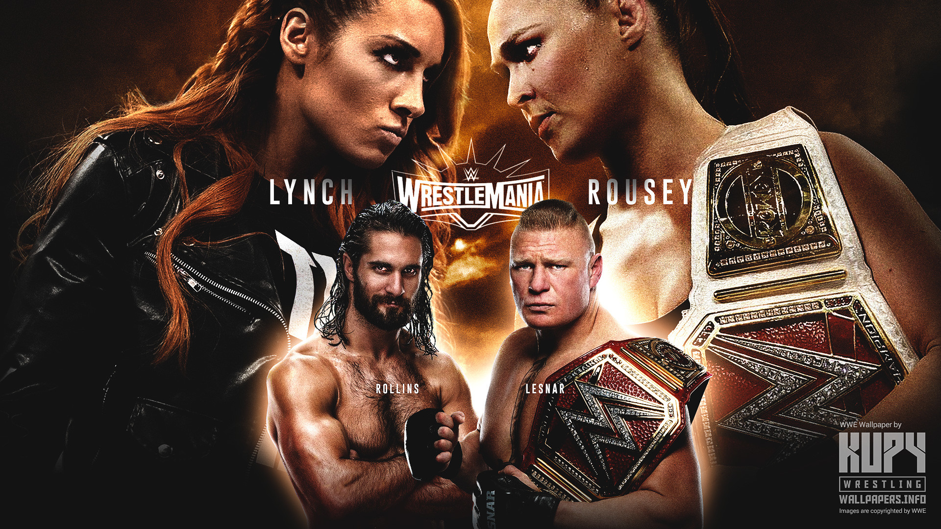 WrestleMania Lynch Rousey lottatori WWE, 1920x1080 Full HD, PC