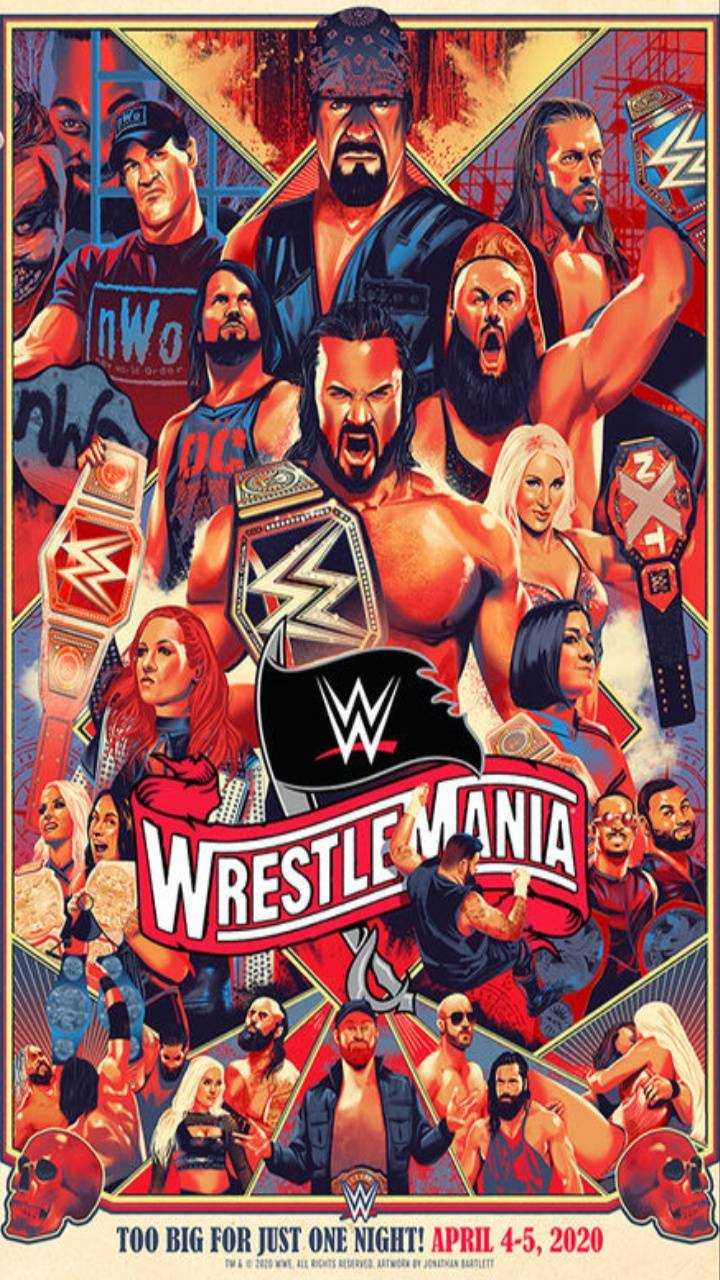 Poster WrestleMania lottatori WWE, 720x1280 Verticale, Telefono